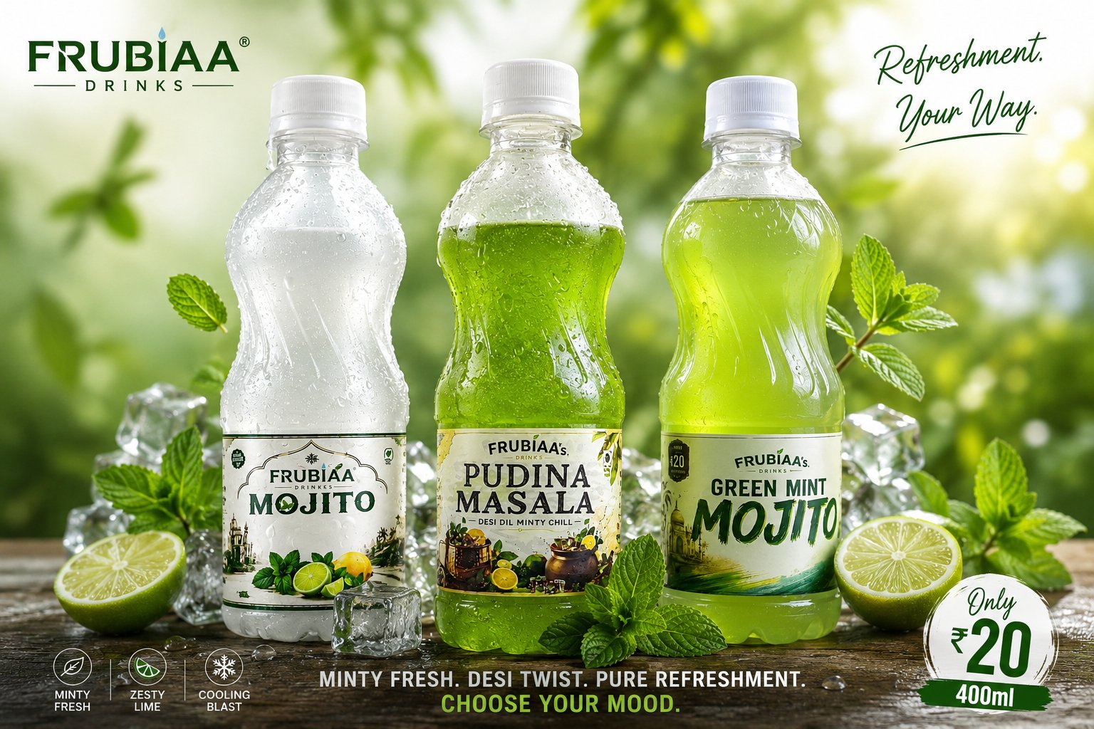 Frubiaa Mojito Range — Classic, Pudina Masala, Green Mint